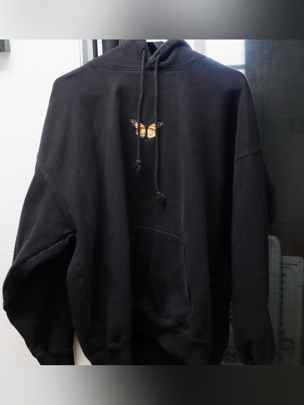 Rare Brandy Melville Black Butterfly Embroidered Hoodie